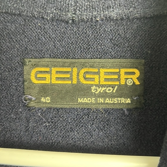 Vintage GEIGER Tyrol Women's Dark Blue Boiled Wool 3 Bronze Button Jacket  Sz 40 - Picture 8 of 8